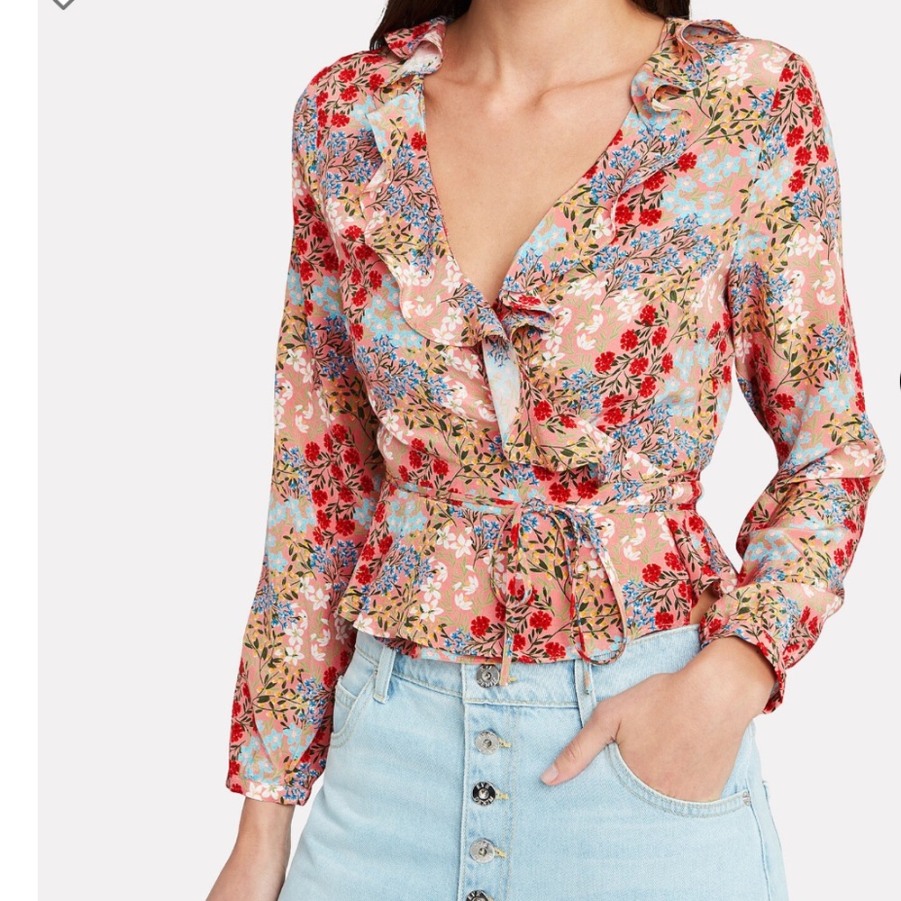INTERMIX Emanuelle Floral Wrap Top